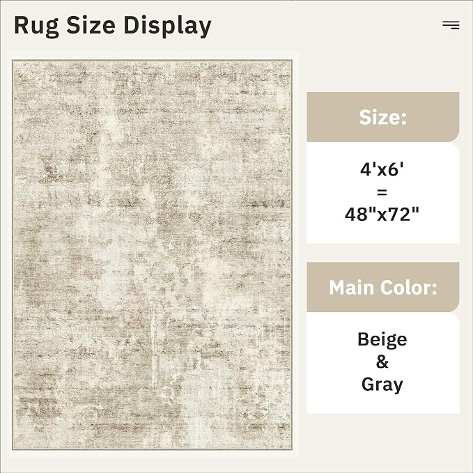 Soalmost Abstract 4x6 Area Rug Washable Rugs - Image 5