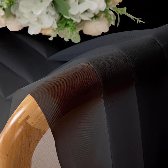 Simplebrand Black Sheer Curtains 108 Inches Long, Extra Long Rod Pocket Solid - Image 8