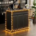 L-Shaped Home Bar Unit with Power Outlet, 4-Tier Corner Liquor Bar Cabinet with - Image 9