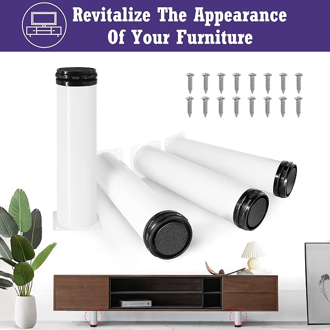 8 Inch Metal Furniture Legs Stainless Steel Adjustable Legs White Metal Legs - Image 2