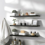 YYWUOJJ Wood Floating Shelves for Wall Decor, Rustic Wall Shelves for Bedroom - Image 3