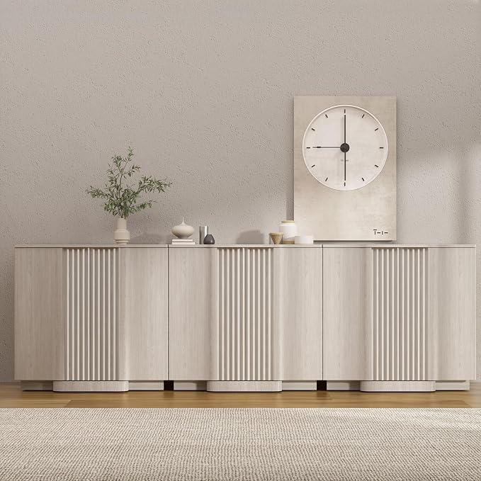 Brafab Buffet Cabinet, Wood Fluted Credenza - Image 6
