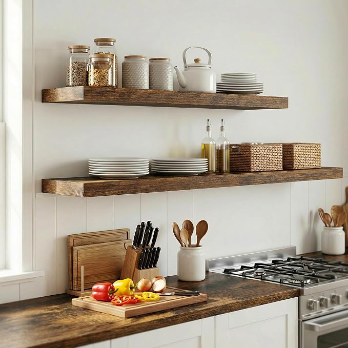 12 inch Deep Floating Shelves for Wall, 72 inch Wide Engineered Wood Wall - Image 6