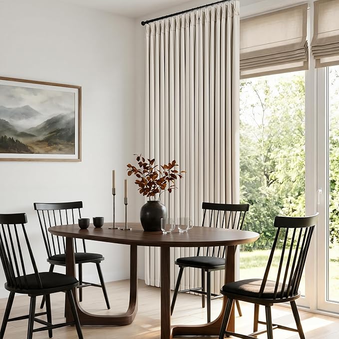 60 Inch Wide Pinch Pleated 100% Blackout Curtains 84 Inches Long, Natural | - Image 6