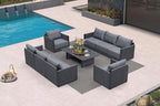 PURPLE LEAF Patio Furniture Set 9 Pieces Outdoor Conversation Sets PP Rope by PURPLELEAF