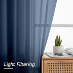 Blue Sheer Curtains, Sheer Curtains 78 inches Long 2 Panels Set, Rod Pocket - Image 2