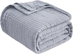 EMME Muslin Blankets for Adults Dusty Blue Small Blanket 40" x 50" | Throw - Image 4
