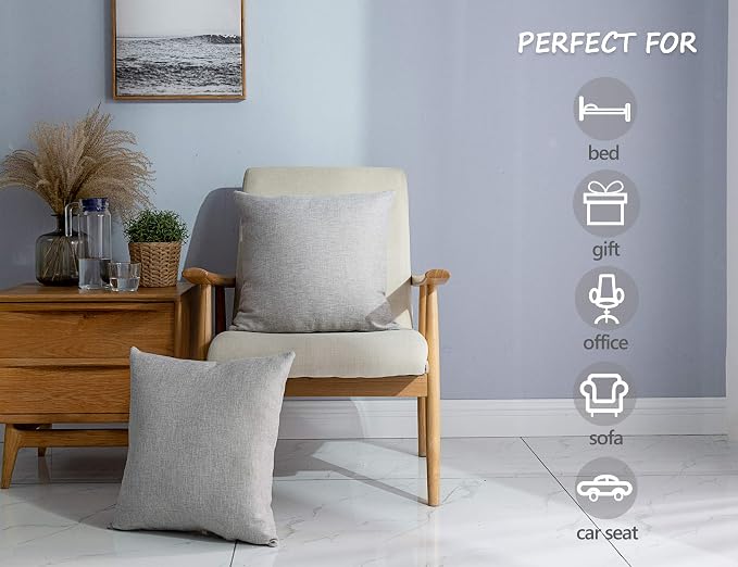 Stellhome Burlap Rectangle Throw Pillow Covers Solid Farmhouse Linen Pillowcase - Image 4