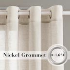 H.VERSAILTEX Natural Linen Sheer Curtains Flax Linen Blended Curtain Panels - Image 2