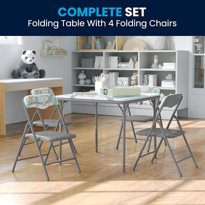Flash Furniture Mindy Kids 5-Piece Folding Square Table and Chairs Set - Image 6