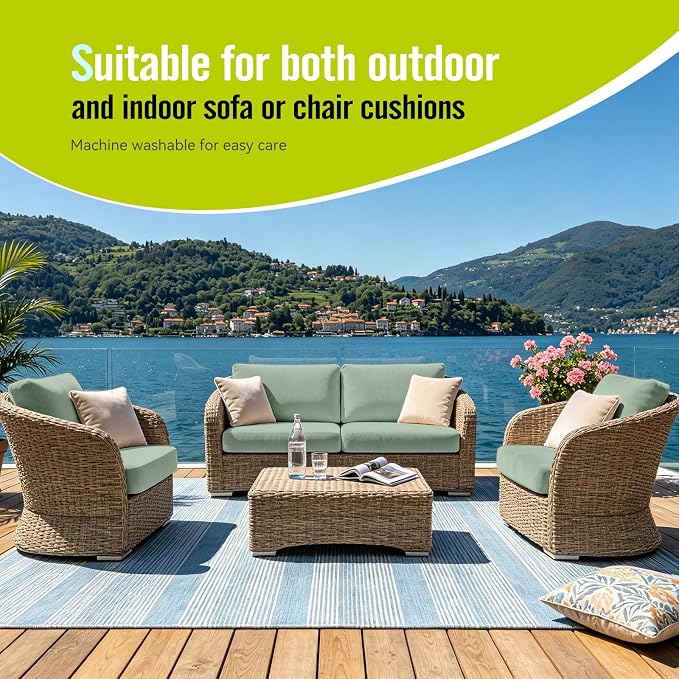 8Pcs Outdoor Cushion Covers, Stretch Patio Furniture Couch Chair Slipcovers | - Image 5