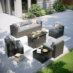 Aoxun Patio Furniture Set with Fire Pit Table, 8 Piece Outdoor Sectional Sofas - Image 7