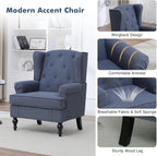 Accent Chair for Living Room, Mid Century Modern Upholstered Armchair, Wingback - Image 5