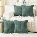Set of 4 Teal Green Decorative Throw Pillow Covers 24x24 Inch Corduroy Pillow by Cozoomy