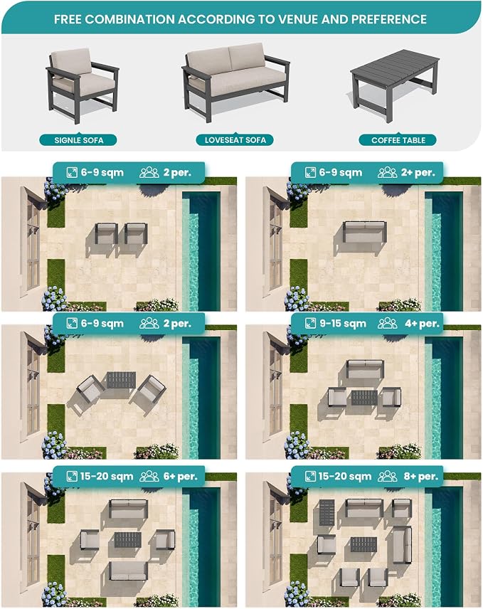 SERWALL Gray HDPE Outdoor Loveseat - Image 8