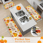 HEBE Fall Kitchen Rugs Set of 3, Washable Maple Leaf Kitchen Mats - Image 2