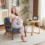 Karl home Accent Chair Wide Armrest Mid-Century Lounge Chair Chenille Armchair - Image 4