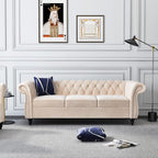 ORRD 2 Piece Living Room Set, Velvet Chesterfield Sofa Loveseat Couch - Image 5