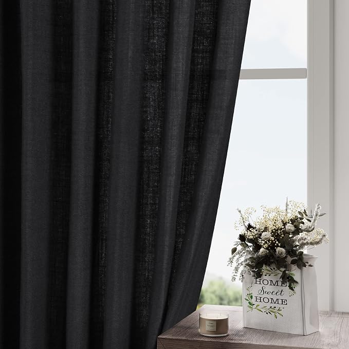 Long Black Curtain 100 inches Long 2 Panels Set - Image 2