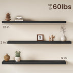 Fun Memories 72 Inch Floating Shelves, 12 Inch Deep Wall Shelf - Image 3