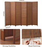6 Panel Room Divider and Extra Wide Folding Privacy Screen, 94.5" W x 67" H - Image 3