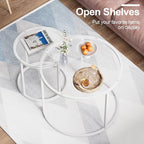 aboxoo White Nesting Glass Table Set of 2, Small Glass Round Nesting Tables - Image 7
