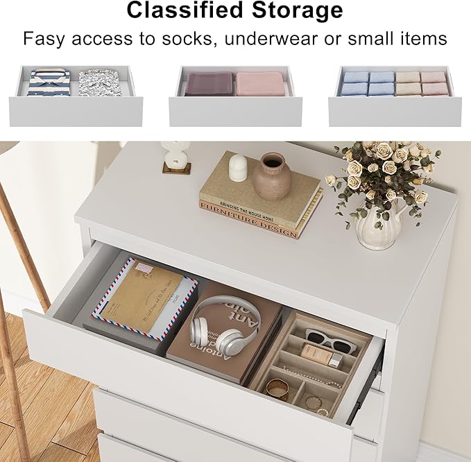 Jocoevol White 5 Drawer Dresser - Image 4