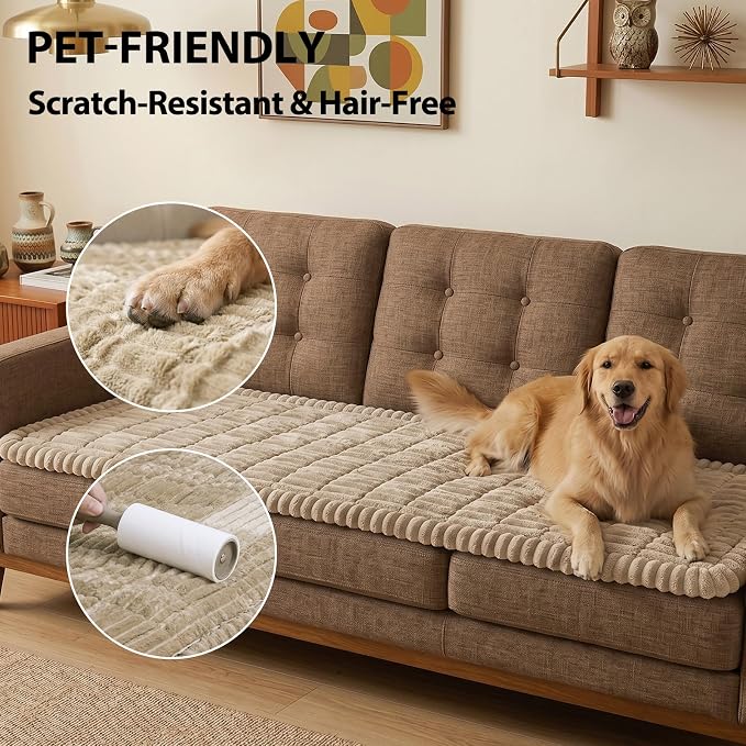 Fixwal Waterproof Flannel Dog Couch Cover, 27.6" x 70.9", Coffee | Integrated - Image 4