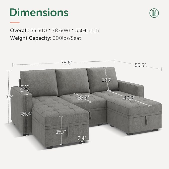 HONBAY Modular Sectional Couch U Shaped Sofa - Image 2