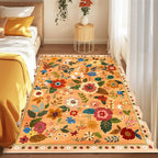 RELEANY Floral Washable 5x7 Area Rugs Yellow/Orange/Red | Flower Carpet Print - Image 6