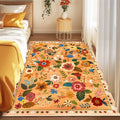 RELEANY Floral Washable 4x6 Area Rugs Yellow/Orange/Red | Flower Carpet Print by RELEANY
