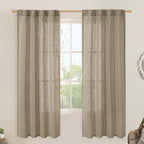 Taupe Linen Semi Sheer Curtains by LAMIT