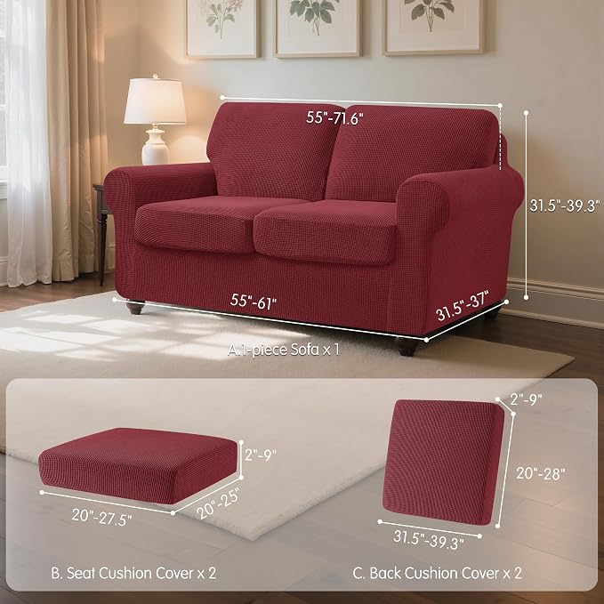 SUBRTEX 5 Pieces Stretch Sofa Slipcover Sets Couch Cover Sets Backrest Cushion - Image 3