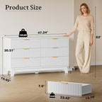 BORNOON Fluted 6 Drawer Dresser, 47.2" Wide Modern Boho Chest of Drawers - Image 2