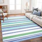 Area Rug 4x6 Blue Rug Washable Rugs Non Slip Low Pile Small Carpet - Image 3