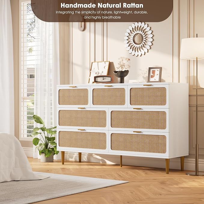 GarveeHome Rattan 7 Drawer Dressers - Image 7