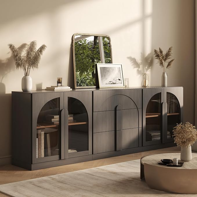 BELLEZE 3-Piece Modular Sideboard Cabinet Freely Configurable, Modern Wood by BELLEZE