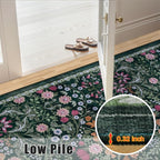 PLHXFR Area Rug 9x12 Living Room: Floral Washable Boho Carpet Dark Green | - Image 8