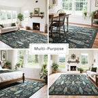Washable Rugs 8x10 Area Rug for Living Room, Dining Room-Dark Green | Ultra - Image 5