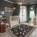Black Floral Area Rug 3x5 for Bedroom Entryway | Ultra-Thin; Non Slip; - Image 4