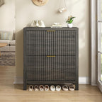 YOMILUVE Shoe Cabinet Storage for Entryway, Fluted Shoe Cabinet - Image 8