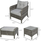 Outsunny 5 Pieces Rattan Wicker Lounge Chair Outdoor Patio Conversation Set - Image 7