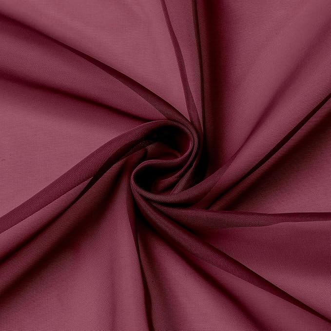 Kitchen Curtains 24 Inch Length Tier 2 Pieces, Burgundy Sheer Curtain Solid - Image 8