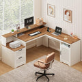 YOMILUVE 63" Farmhouse L Shaped Executive Desk by YomiluveDesign