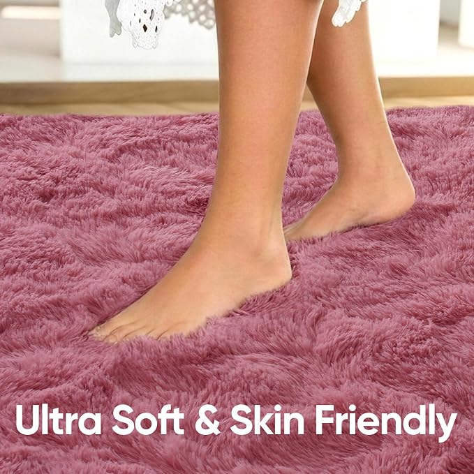 4'x5'3'' Blush Fluffy Soft Area Rug Non-Slip - Image 5