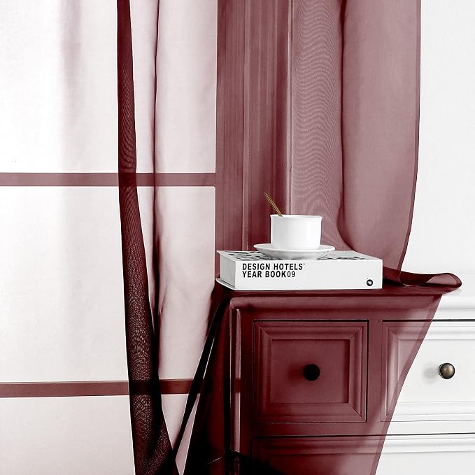 Sheer Curtains, Sheer Curtains 84 inch Length 2 Panels Set, Rod Pocket Voile - Image 4