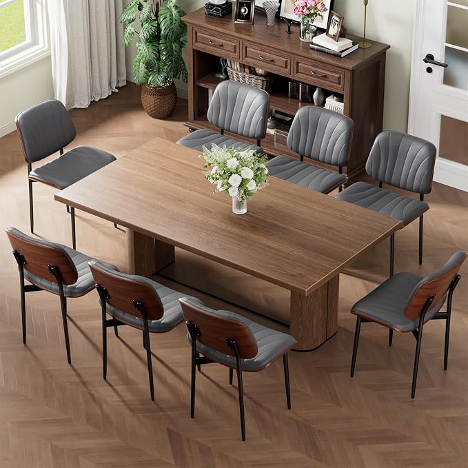 REONEY Dining Chairs Set of 4, Mid-Century Modern Upholstered PU Leather Chairs - Image 8