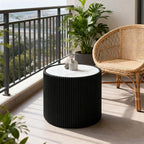Marble Round Side Table, 17.71" Fluted End Table - Image 7