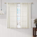 Cream Linen Back Tab Rod Pocket Curtains 52 Inch Length by Nanspring