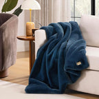 UGG Euphoria Throw Blanket, Plush Faux Fur Blanket, Indigo Blue | Reversible - Image 7
